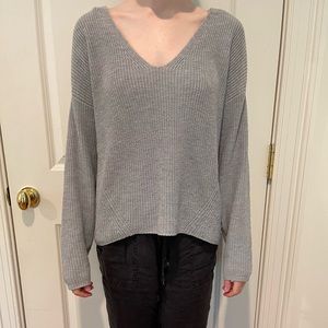 Blue/grey knit V-neck sweater